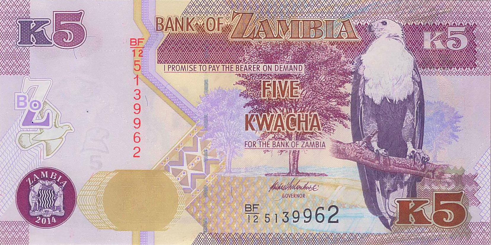 Zambia 5 2014 UNC P-50/c